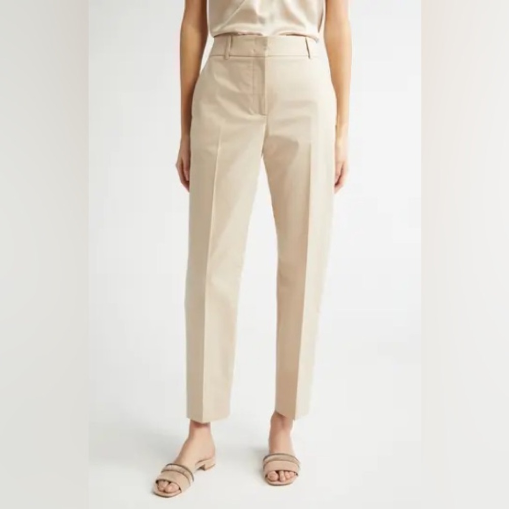 NWT Eleventy Slim Fit Tapered Leg Cotton Blend Pants in Tan, Size 10